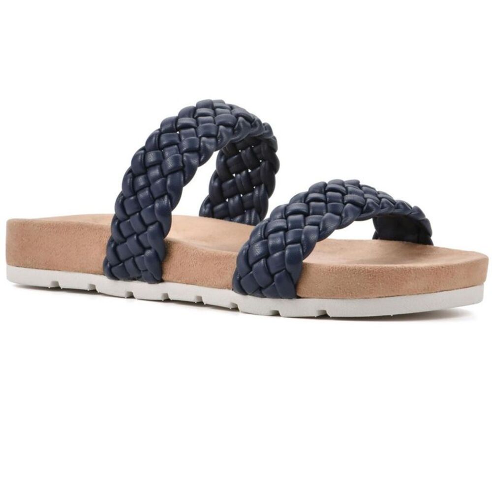 Cliffs by White Mountain Womens Truly Navy Braided Slide Sandals Shoes New